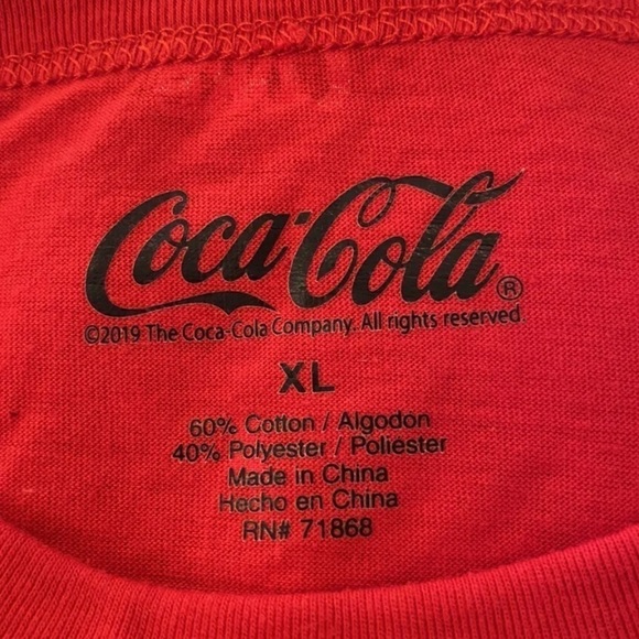 COCA-COLA Mens Red Cotton Graphic Tee T-Shirt Size XL (409) - Picture 4 of 6